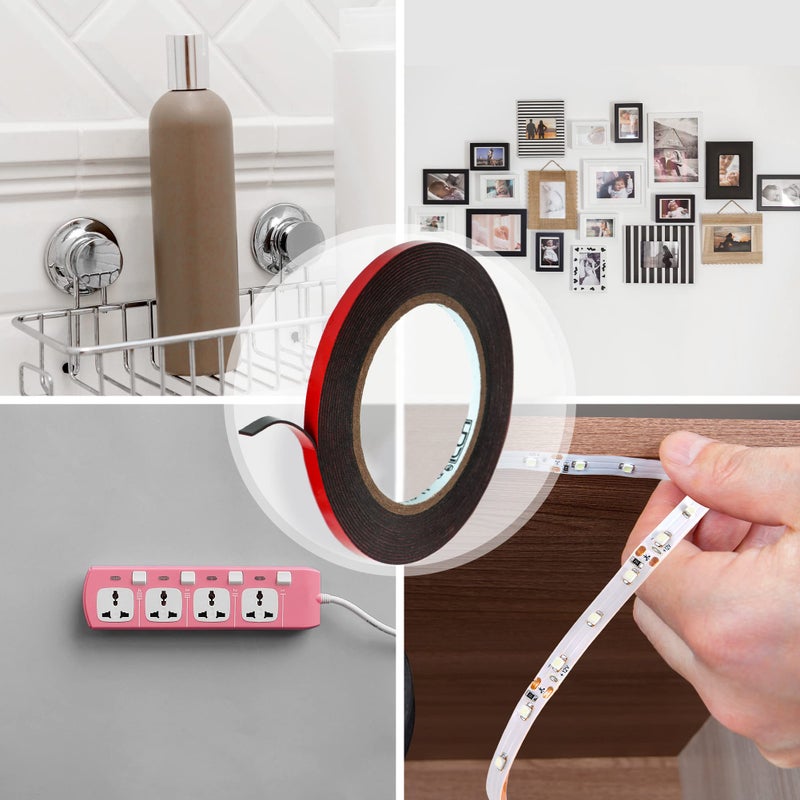 HpP شريط لاصق مزدوج الجوانب HPP، شريط ثقيل، قوي ودائم للاستخدام الخارجي والداخلي (0.25 بوصة × 16 قدم) - Image 2