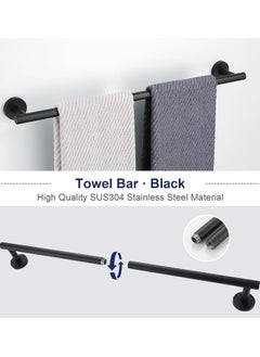 5 Piece Bathroom Hardware Set SUS304 Stainless Steel 24 Inch Bath Towel Bar Set, Round Bathroom Accessories Set Wall Mounted Bathroom Hardware Accessories Set (Black) - pzsku/Z17D16845E6DCC1C4E955Z/45/_/1734085585/1daa4349-d974-4472-b1c4-be31277a1590