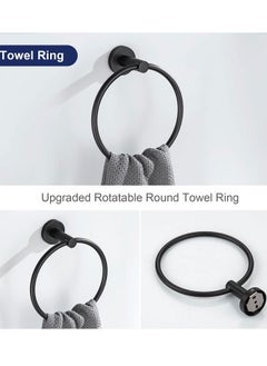 5 Piece Bathroom Hardware Set SUS304 Stainless Steel 24 Inch Bath Towel Bar Set, Round Bathroom Accessories Set Wall Mounted Bathroom Hardware Accessories Set (Black) - pzsku/Z17D16845E6DCC1C4E955Z/45/_/1734085586/d97bd1f5-1bc2-4701-b306-3277400f6d9d