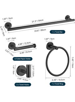 5 Piece Bathroom Hardware Set SUS304 Stainless Steel 24 Inch Bath Towel Bar Set, Round Bathroom Accessories Set Wall Mounted Bathroom Hardware Accessories Set (Black) - pzsku/Z17D16845E6DCC1C4E955Z/45/_/1734085590/541240d5-9b0f-4957-ba97-516095a1895b