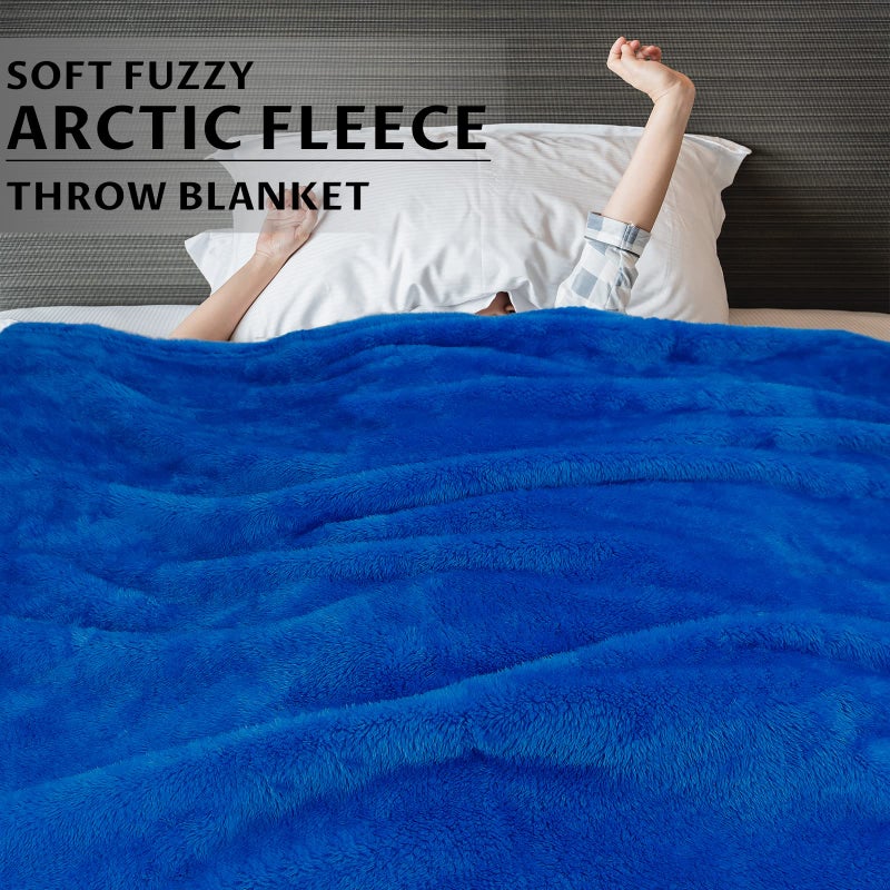 MUGD Royal Blue Throw Blanket for Couch - Soft Fleece Fuzzy Blue Blankets Women Girls Warm Blanket for Bed - Image 3