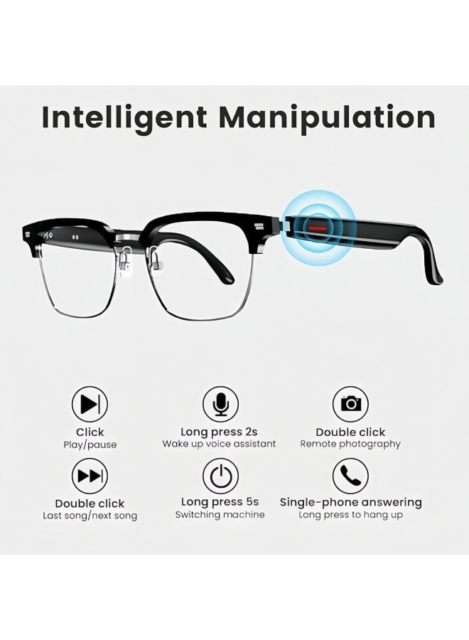 Lurette Smart Glasses, AI Real-time Translation with 144 languages, AI Bluetooth Audio Glasses with Speakers, Polarized UV Protection, Open Ear Sound, Touch Voice Assistant，Bluetooth 5.3 Anti-Blue Light Glasses for Men and Women - Black - Image 3