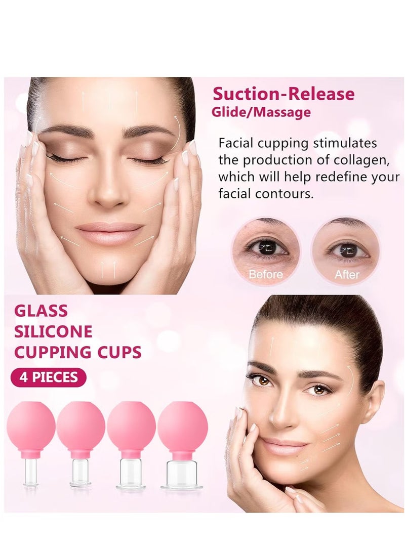 OMEVE 4 PCS Glass Facial Cupping Set, Cupping Therapy Set For Face,Body, Face Massage Kit For Anti Cellulite, Anti Wrinkle and Instantly Ageless Skin for Eyes, Face and Body - Image 2