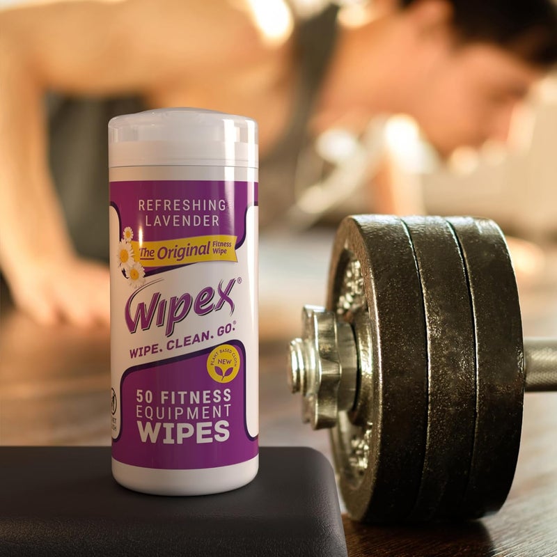 Wipex Original Fitness Equipment Wipes -EWG Verified - 50 Count Plant-Based No-Lint Cloth Gym Wipes for Workout Equipment, Yoga Mat Cleaner, Peloton Cleaner with Lavender Essential Oil & Vinegar, - Image 2