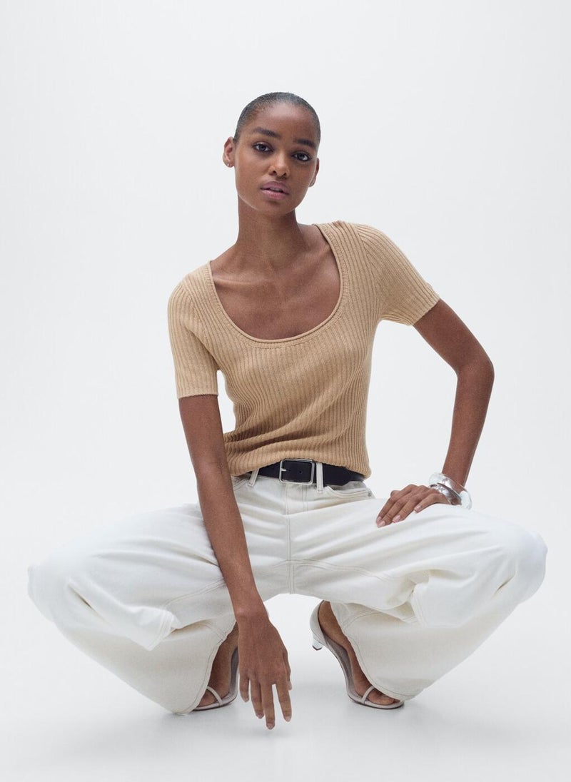 MANGO - Scoop Neck Knitted Top - Image 1