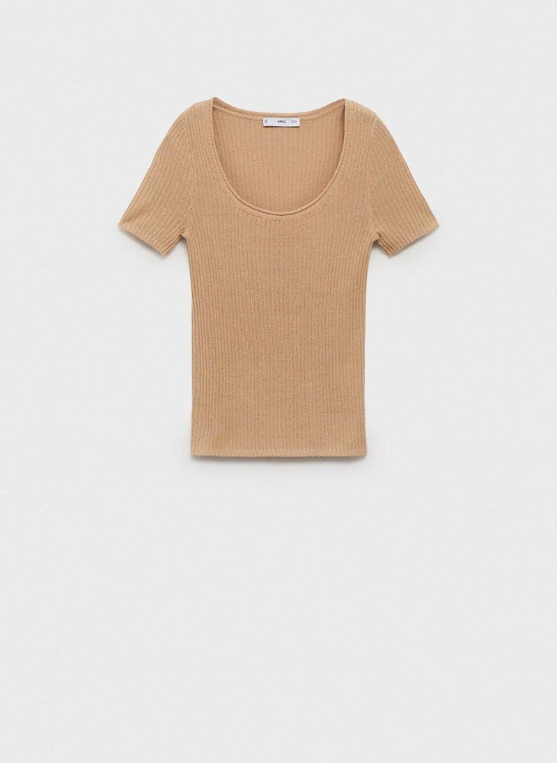 MANGO - Scoop Neck Knitted Top - Image 1