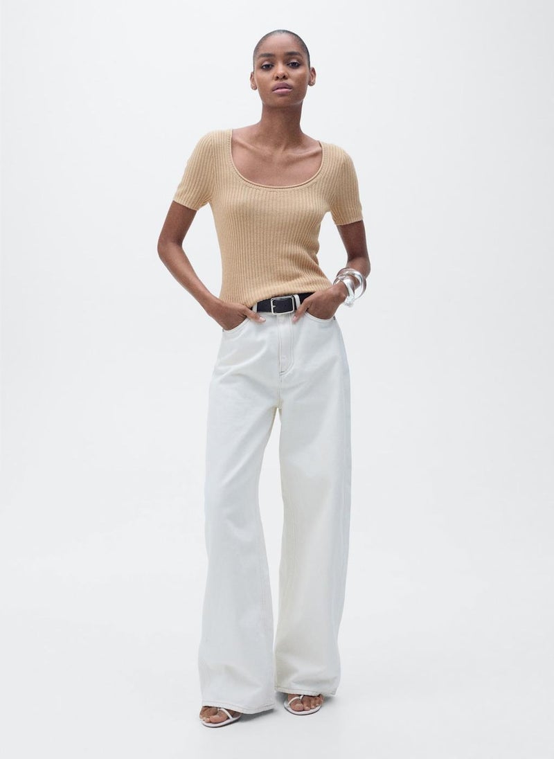 MANGO - Scoop Neck Knitted Top - Image 1