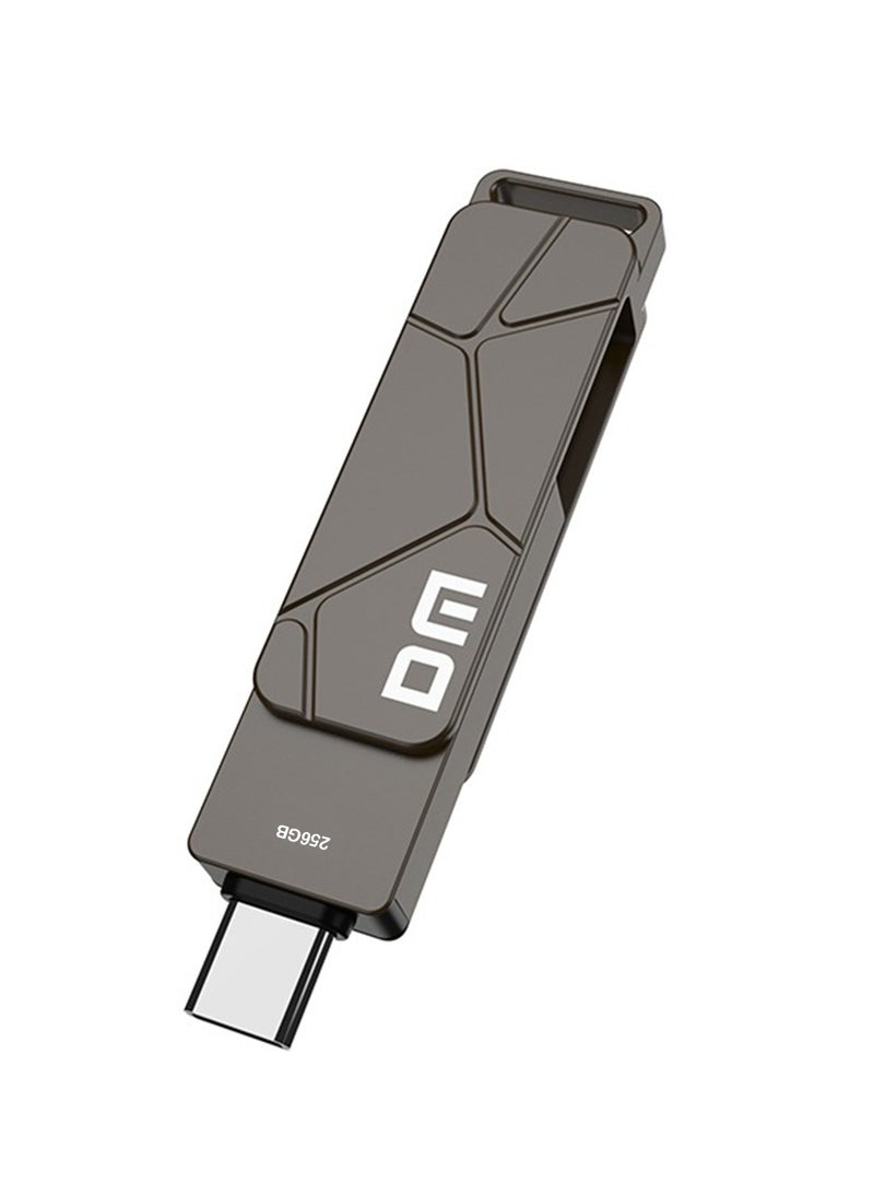 DM 256GB Type-C Flash Drive, 2-in-1 OTG USB 3.2 Dual-Port Memory Stick, High-Speed 100 MBPS Transfer, Metal Body for Durability, Keychain Included, Ideal for Android, iOS, Laptops u0026 Tablets - Image 3