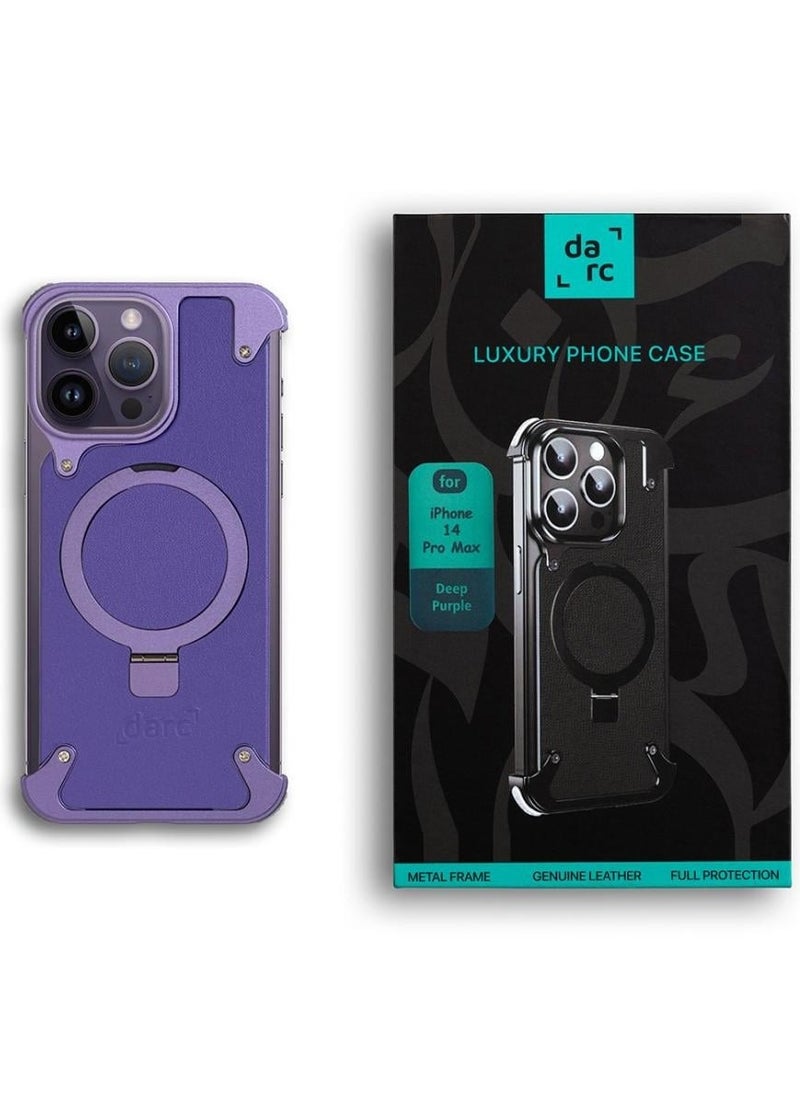 darc VIP Leather Case for iPhone 14 Pro Unique and Natural Made of Shockproof Leather - purple  - Image 1