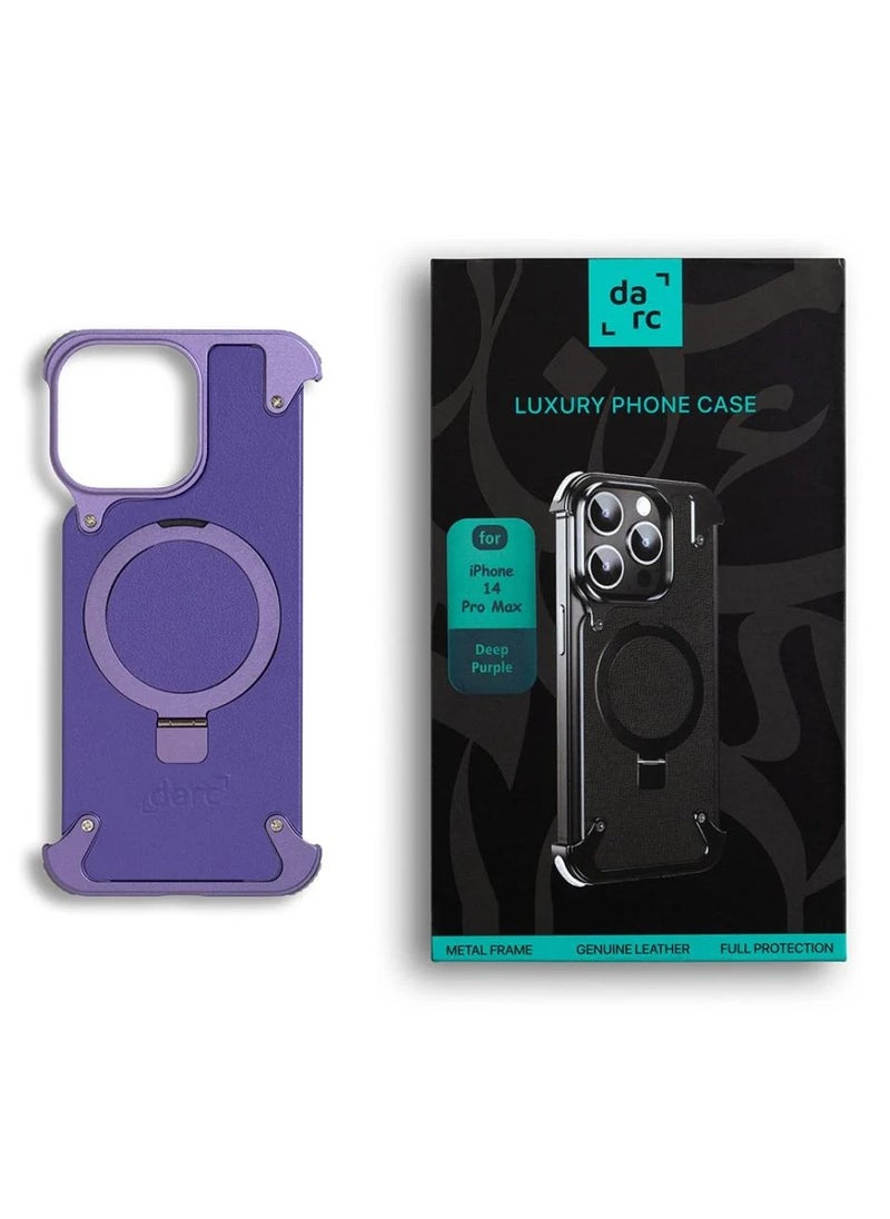 darc VIP Leather Case for iPhone 14 Pro Unique and Natural Made of Shockproof Leather - purple  - Image 2