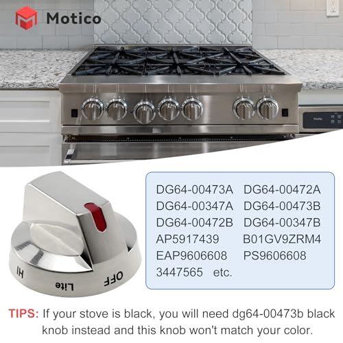 M Motico Upgraded DG64-00473A Top Burner Dial Knobs Compatible with Samsung Range Oven Gas Range Replacement NX58F5700WS NX58H5600SS NX58H5650WS NX58J7750SS (5 Pcs) - Image 5