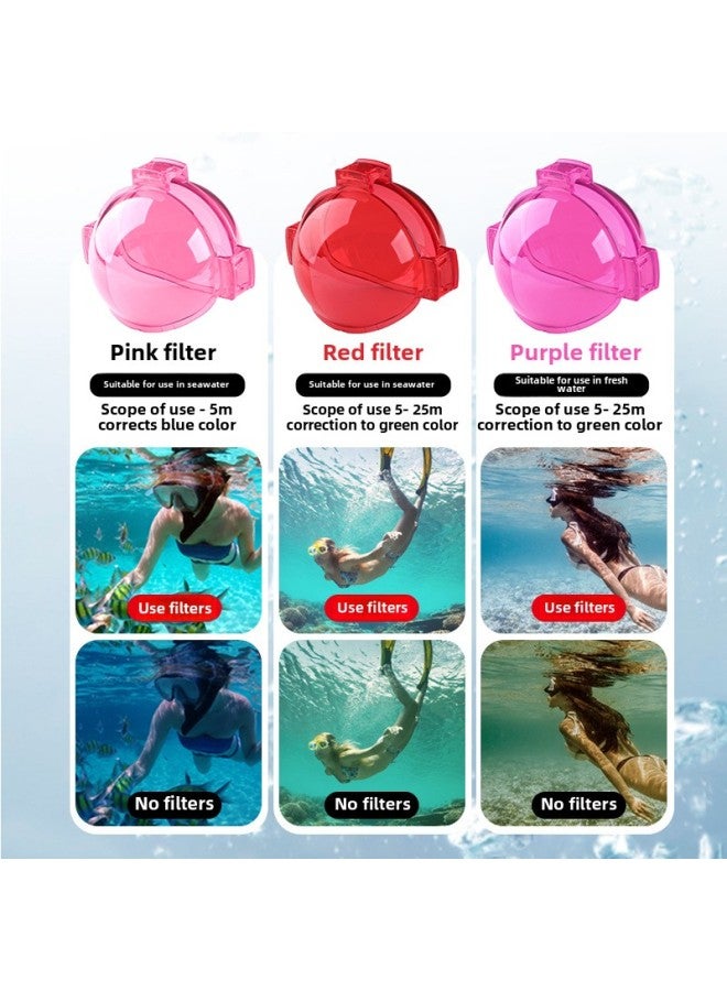 Suitable For Insta360x3 Original Waterproof Shell Diving Filter Suit Red Purple Pink Diving Filter Cover-Color:Purple  - Image 3