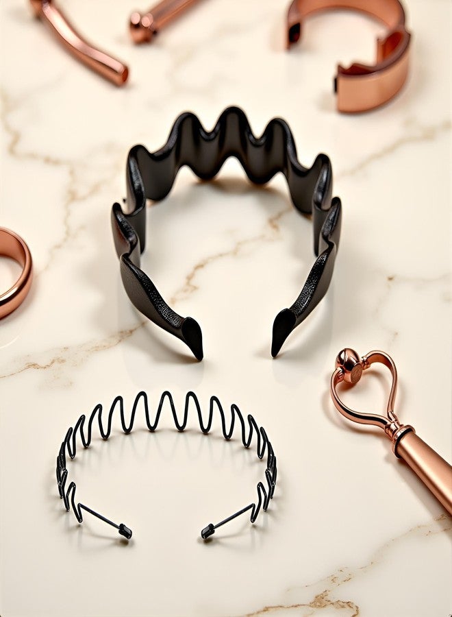 WaigN Black Fashion Metal Wavy Headband Reusable Hair Band Hoop Party Hairpins Headwear Hair Accessories 4 Durable and Deft, Men Women's Fashion Headbands - Image 4