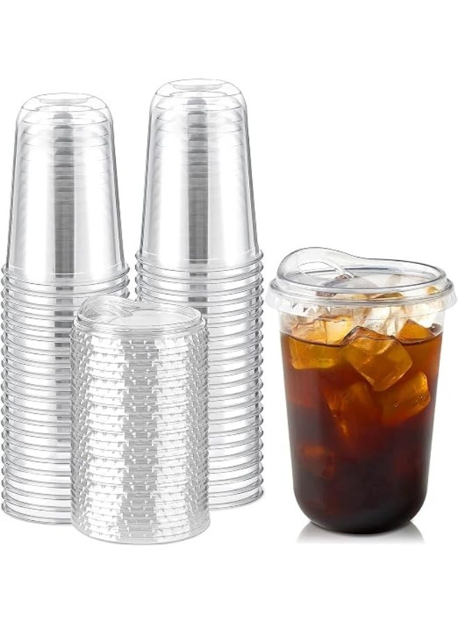 amazing.EGP The Pack U-Shape Disposable Cocktail Drinking Cups with Lid, No Straw, PET Plastic, 16 oz/473 ml, for Iced Coffee and Natural Bubble Juices (25 Pieces) - Image 1