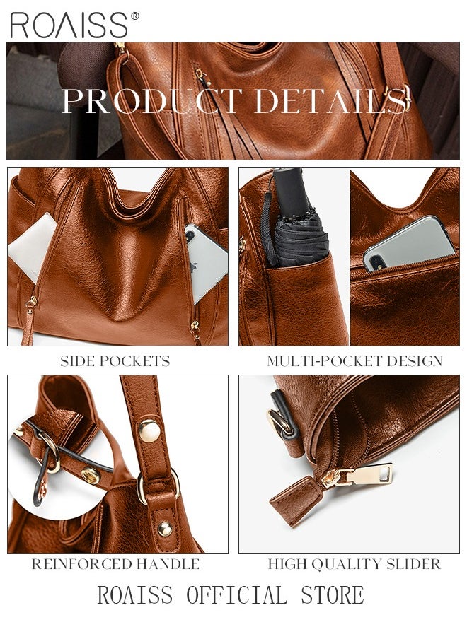 roaiss - Large Crossbody Bags Ladies Shoulder Handbags Purse Set for Women Hobo Totes PU Leather Purses and Handbags Shoulder Bag Vegan Leather Tote - Image 1