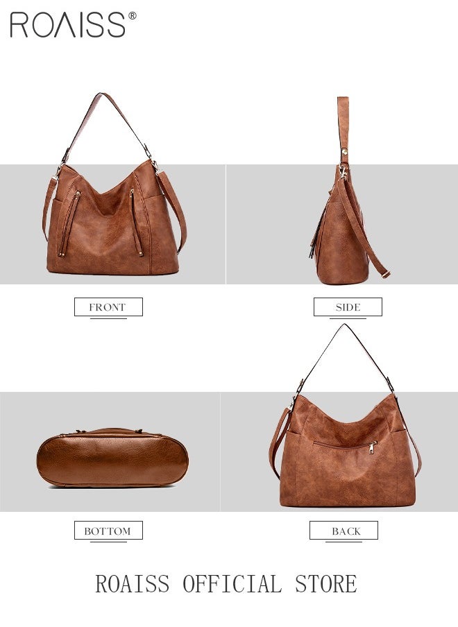 roaiss - Large Crossbody Bags Ladies Shoulder Handbags Purse Set for Women Hobo Totes PU Leather Purses and Handbags Shoulder Bag Vegan Leather Tote - Image 1