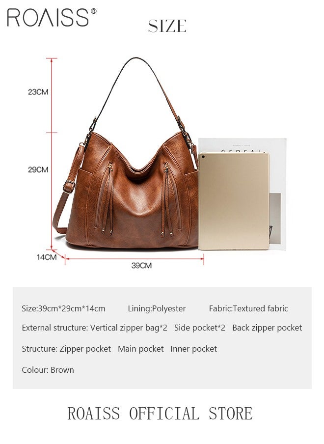 roaiss - Large Crossbody Bags Ladies Shoulder Handbags Purse Set for Women Hobo Totes PU Leather Purses and Handbags Shoulder Bag Vegan Leather Tote - Image 1