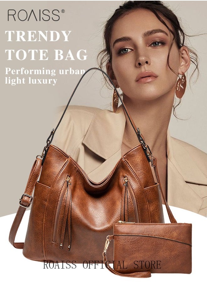 roaiss - Large Crossbody Bags Ladies Shoulder Handbags Purse Set for Women Hobo Totes PU Leather Purses and Handbags Shoulder Bag Vegan Leather Tote - Image 1
