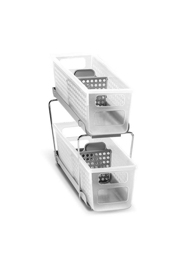 Madesmart 2-Tier Plastic Mini Multipurpose Organizer with Divided Slide-Out Storage Bins, Compact Under Sink and Cabinet Organizer Rack, Frost - Image 1