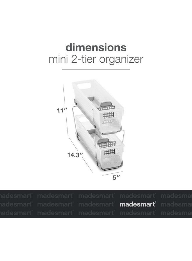 Madesmart 2-Tier Plastic Mini Multipurpose Organizer with Divided Slide-Out Storage Bins, Compact Under Sink and Cabinet Organizer Rack, Frost - Image 4