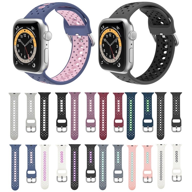 Silicone Porous Watch Bands For Apple Watch Series 4&5&6, Specification: 40mm (Carbon Gray Black)