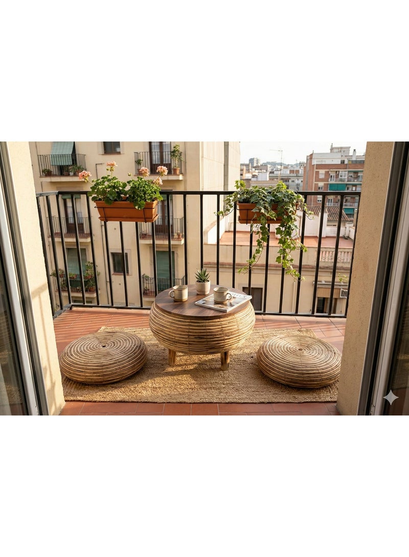 Elegant bamboo seating set – breakfast table with round seats - Image 4
