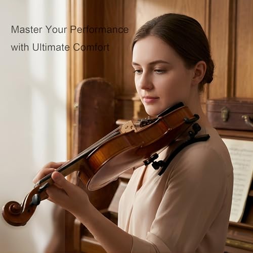 NANYI 4/4 Violin Shoulder Rest, Premium Large Arc aluminum alloy plate skeleton High strength sponge Comfortable violin shoulder pad -Black - Image 2