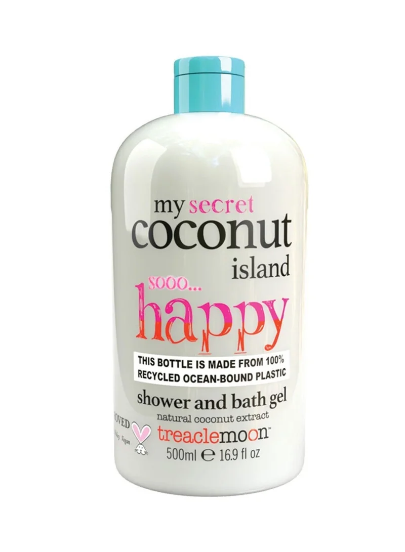 Treaclemoon Coconut Island Shower and Bath Gel, 500ml | Nourishing Coconut Fragrance | Paraben and Silicone-Free | Effective Cleansing | Long-Lasting Freshness | Dermatologically Tested | Vegan and Cruelty-Free