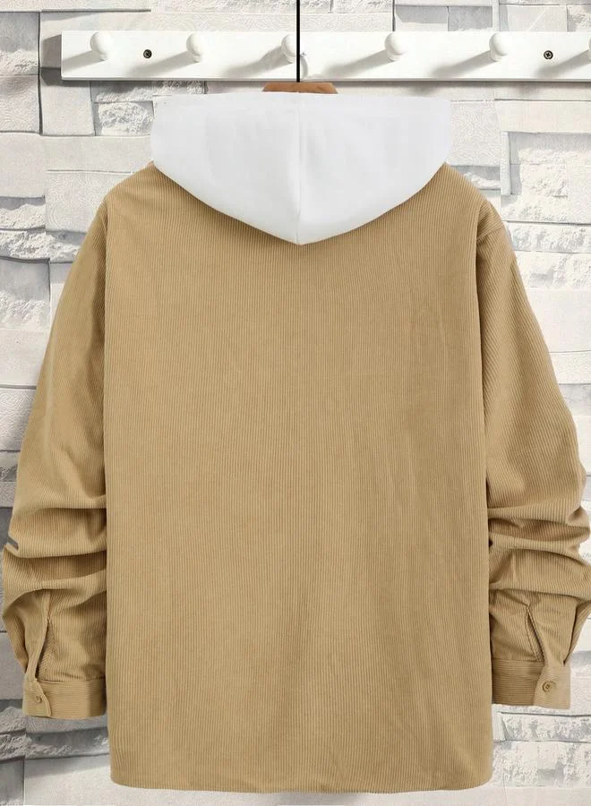 تايك تو جاكيت رجالي بارز الملمس بجيوب وأكمام طويلة