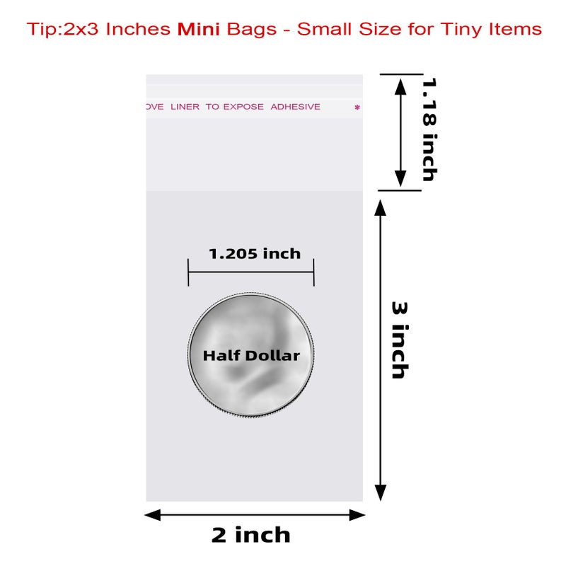Morepack Self Sealing Cellophane Bags Self Adhesive,2x3 Inches Clear Resealable Cellophane Bags 200Pieces (Mini Size) - Image 2
