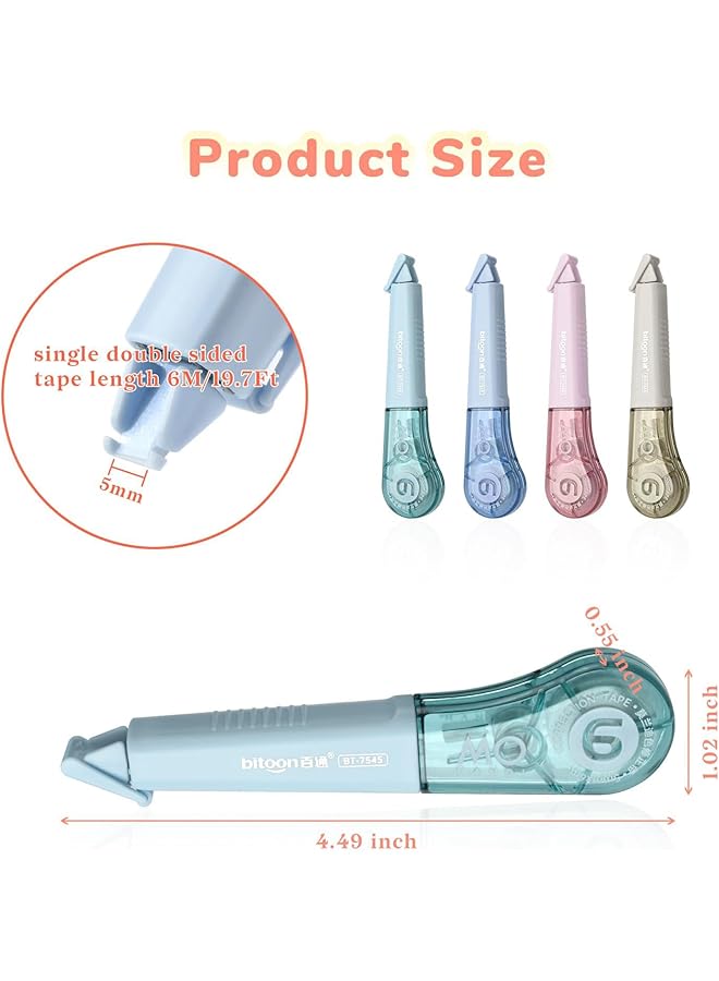 إيروريكس 8 قطع من شريط تصحيح موراندي أقلام تبييض جمالية للتصحيح الفوري سهلة الاستخدام على شكل قلم لتطبيق اللوازم المدرسية المكتبية 1.5 بوصة × 236 بوصة للطلاب والمعلمين - Image 2