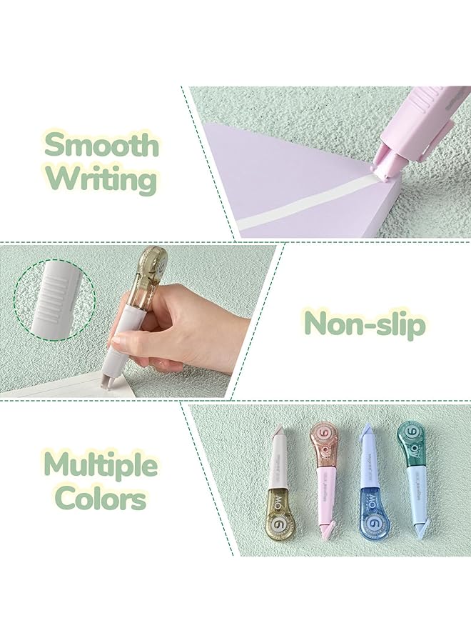 إيروريكس 8 قطع من شريط تصحيح موراندي أقلام تبييض جمالية للتصحيح الفوري سهلة الاستخدام على شكل قلم لتطبيق اللوازم المدرسية المكتبية 1.5 بوصة × 236 بوصة للطلاب والمعلمين - Image 3