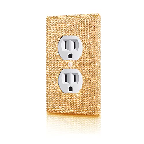 Gaocai Shiny Golden Rhinestones Wall Plates Light Switch Decorative Cover Plate Single Toggle Rhinestones Outlet Covers Wall Plate - Image 1