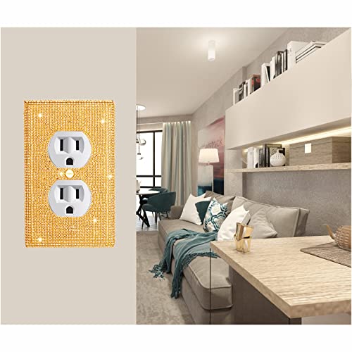 Gaocai Shiny Golden Rhinestones Wall Plates Light Switch Decorative Cover Plate Single Toggle Rhinestones Outlet Covers Wall Plate - Image 4