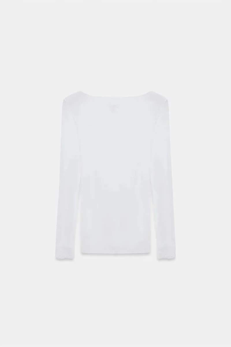 Dilvin White DILVIN Slim Fit V-Neck Lace Blouse for Women | Best Price UAE