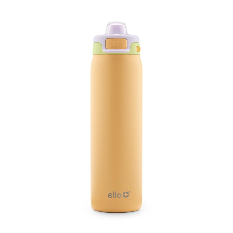 Ello Pop & Fill 22oz Stainless Steel Water Bottle with Quick Fill Technology, Double Walled and Vacuum Insulated Metal, Leak Proof Locking Lid, Sip and Chug, Reusable, BPA Free, Sunset Meadow - Image 1
