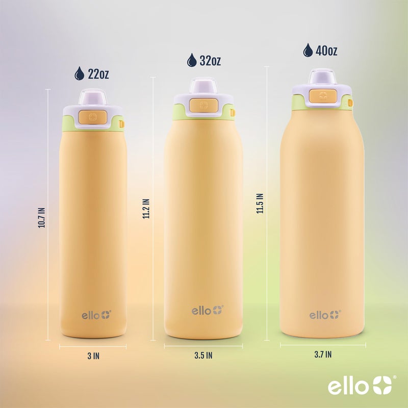 Ello Pop & Fill 22oz Stainless Steel Water Bottle with Quick Fill Technology, Double Walled and Vacuum Insulated Metal, Leak Proof Locking Lid, Sip and Chug, Reusable, BPA Free, Sunset Meadow - Image 5