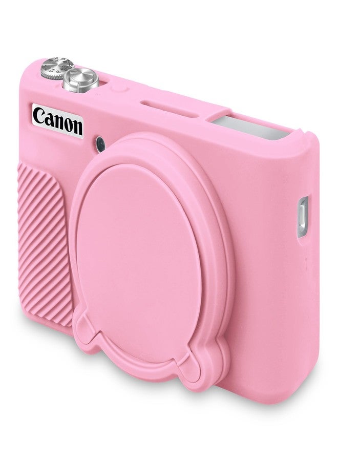BOVKE Silicone Camera Case for Canon PowerShot SX740/ SX730 Digital Camera, SX740 Camera Soft Case Cover Rubber Camera Sleeve with Removable Lens Cover, Pink - Image 1