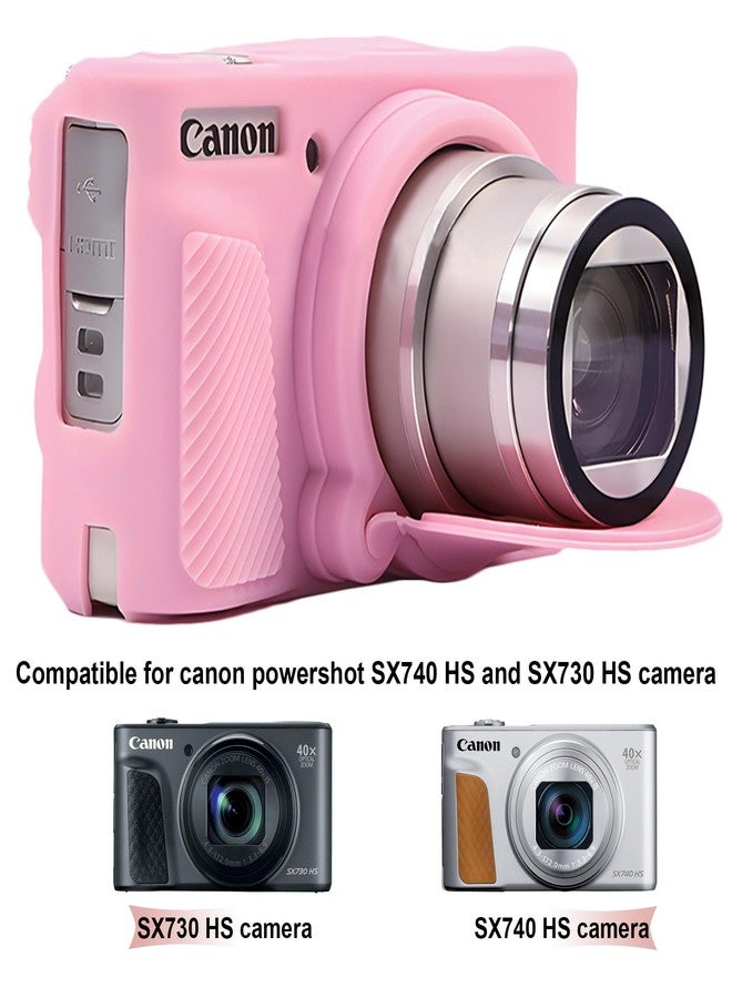 BOVKE Silicone Camera Case for Canon PowerShot SX740/ SX730 Digital Camera, SX740 Camera Soft Case Cover Rubber Camera Sleeve with Removable Lens Cover, Pink - Image 2