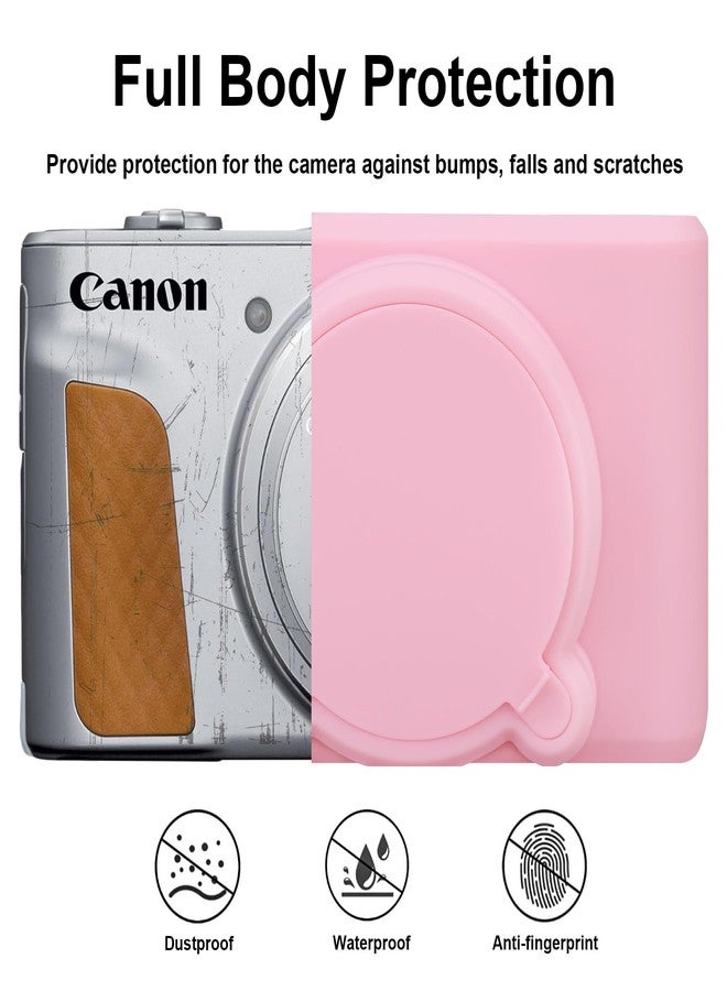 BOVKE Silicone Camera Case for Canon PowerShot SX740/ SX730 Digital Camera, SX740 Camera Soft Case Cover Rubber Camera Sleeve with Removable Lens Cover, Pink - Image 3