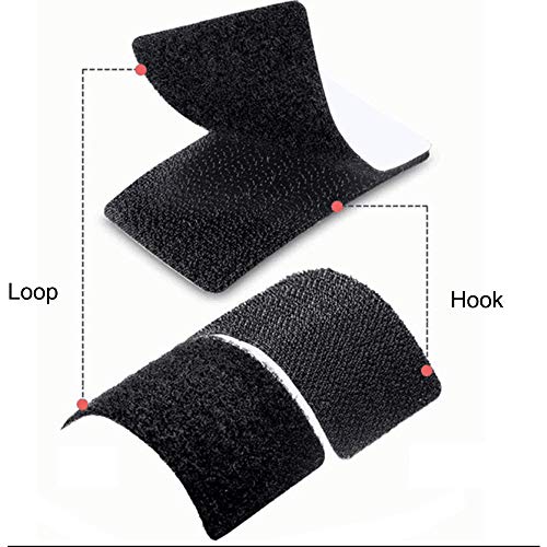 Ywhomal 2 x 4 Inch Hook Loop Strips with Adhesive Square Hook and Loop Tape Heavy Duty Strips Sticky Back Fastener 12 Sets for Holds Picture Frame and Tools (Black, 2x4 inch) - Image 2