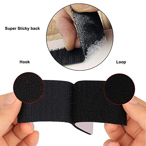 Ywhomal 2 x 4 Inch Hook Loop Strips with Adhesive Square Hook and Loop Tape Heavy Duty Strips Sticky Back Fastener 12 Sets for Holds Picture Frame and Tools (Black, 2x4 inch) - Image 3