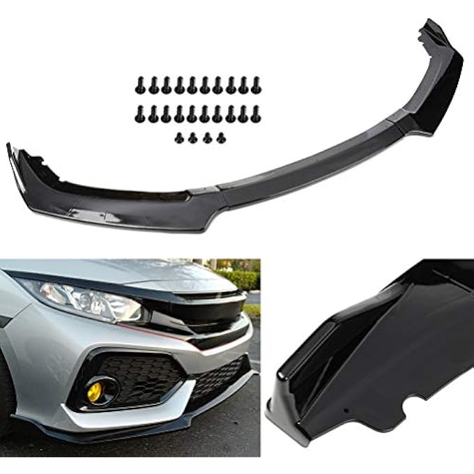 OCPTY 3PCS Glossy Black Car Front Bumper Spoiler Lip fit for 2016-2020 for Honda Civic - Image 1