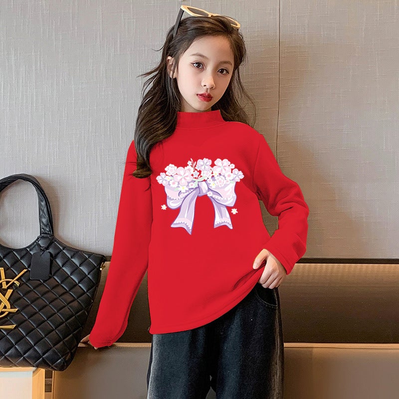 Y2370# German Velvet Girls Joker Long Sleeve T-Shirt Children'S Clothes New Autumn Coat Big Children'S Base Shirt T-Shirt - Image 1