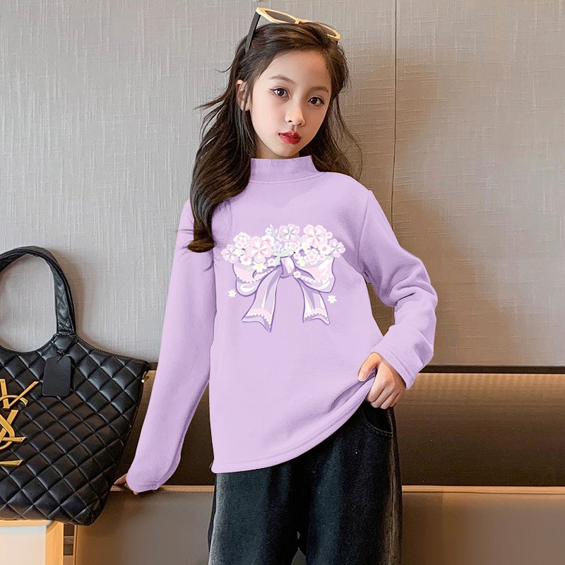 Y2370# German Velvet Girls Joker Long Sleeve T-Shirt Children'S Clothes New Autumn Coat Big Children'S Base Shirt T-Shirt - Image 2