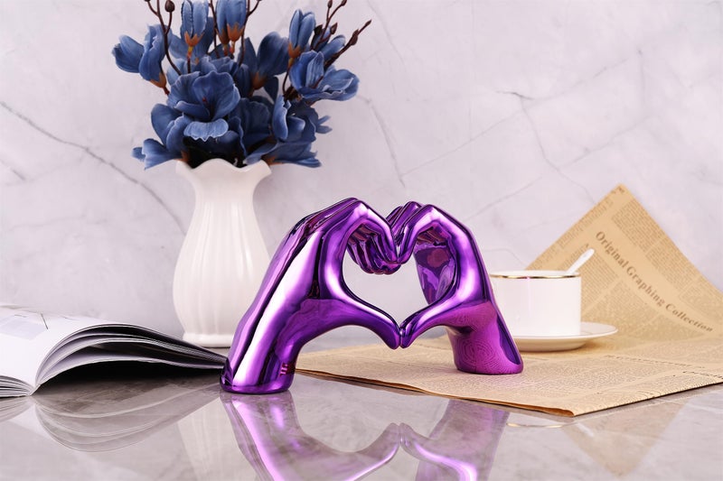 Purple Heart Hands Decor  Love Centerpieces Aesthetic Statue and Sculpture Boho Wedding Accents Decorations  Living Room Bedroom Bookshelf Coffe TableKnick Knacks Home Decor for Shelves para