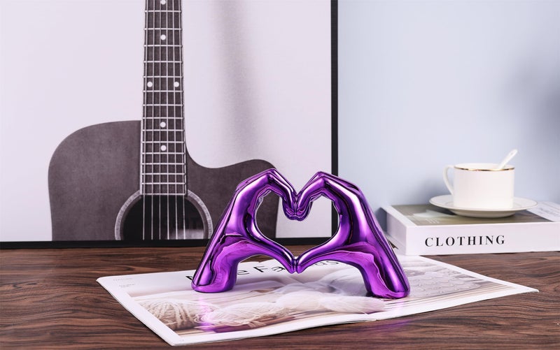 Purple Heart Hands Decor  Love Centerpieces Aesthetic Statue and Sculpture Boho Wedding Accents Decorations  Living Room Bedroom Bookshelf Coffe TableKnick Knacks Home Decor for Shelves para