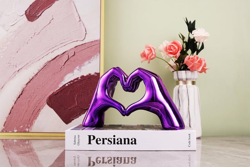 Purple Heart Hands Decor  Love Centerpieces Aesthetic Statue and Sculpture Boho Wedding Accents Decorations  Living Room Bedroom Bookshelf Coffe TableKnick Knacks Home Decor for Shelves para