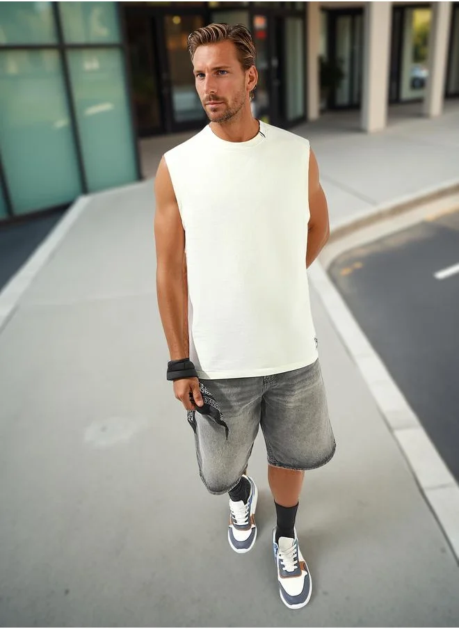 هاي ستار Men's White 100% Cotton Solid Relaxed T-Shirt
