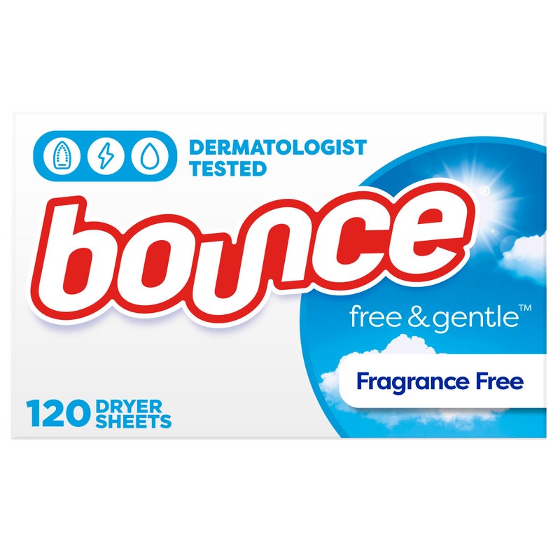 Bounce Free Gentle Unscented Fabric Softener Dryer Sheets for Sensitive Skin 120 Count